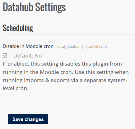 Data Hub settings page