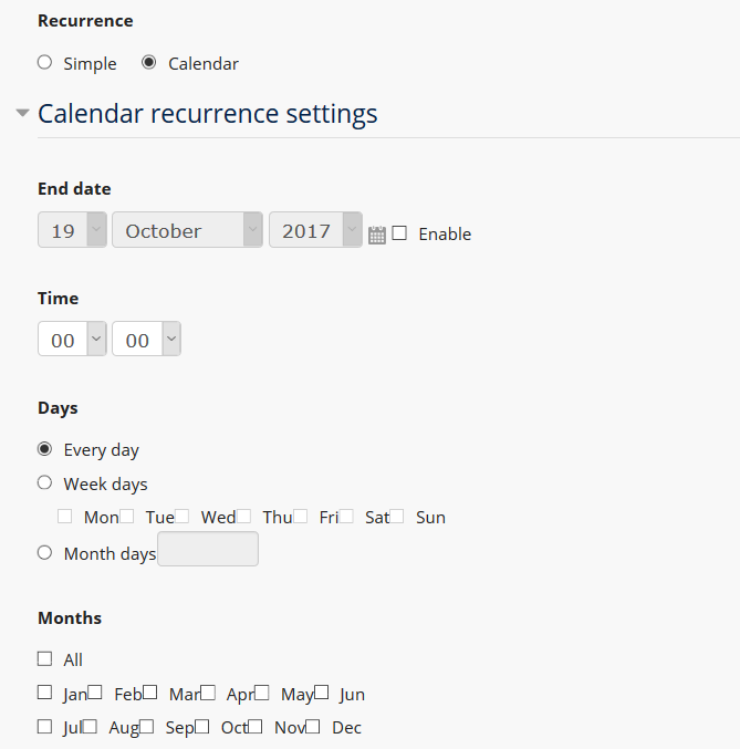 Data Hub Advanced Scheduling Simple Recurrence