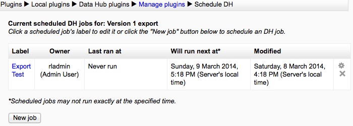 Scheduled export job