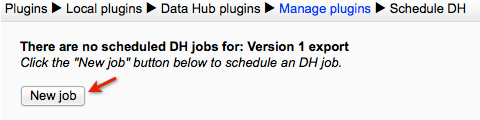 Schedule export new job button