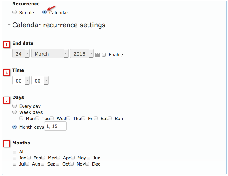 Data Hub schedule step 2 calendar recurrence