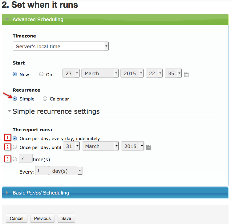 Data Hub schedule step 2 simple recurrence