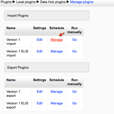 Manage link for version 1 import 