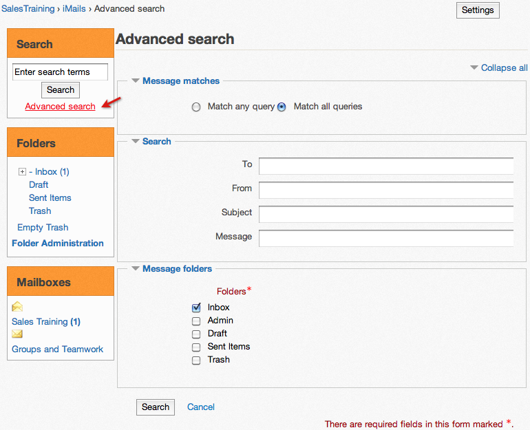 iMail advanced search