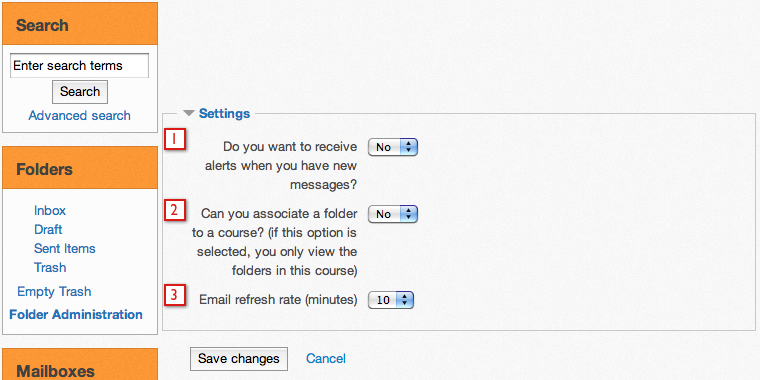 iMail user settings