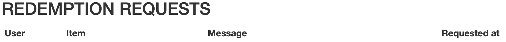 Redemption Requests view